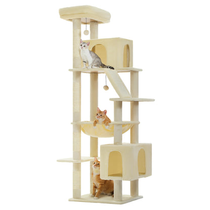 180cm Large Cat Tree Tower with Scratching Post, Hammock & Perch - World Bazaar Life