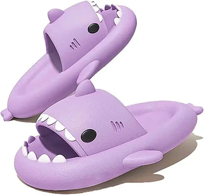 SmilePoP Shark Slides Summer Cute Cartoon Shark Slippers for Women Men Non-Slip Open Toe Sole Sandals Casual Unisex Beach Shoes
