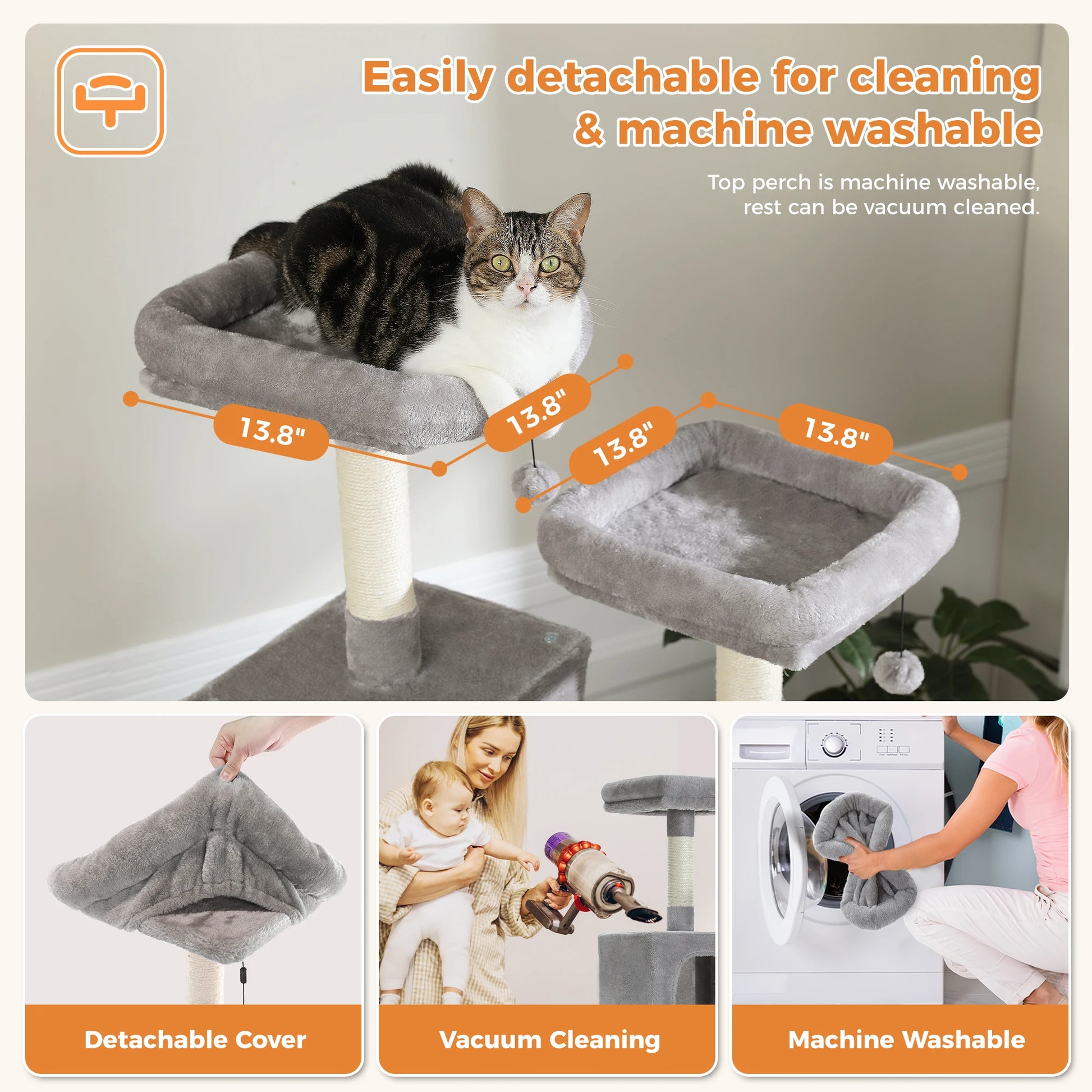 Tall Multi-Level Cat Tree Tower with Scratching Posts & Caves - World Bazaar Life