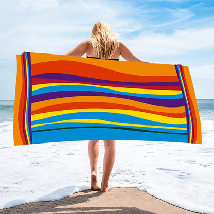 Extra Large Microfiber Beach Towel Soft Quick-Dry & Sand-Free Striped Design For Pool & Beach Swimming Bath Towel-World Bazaar Life