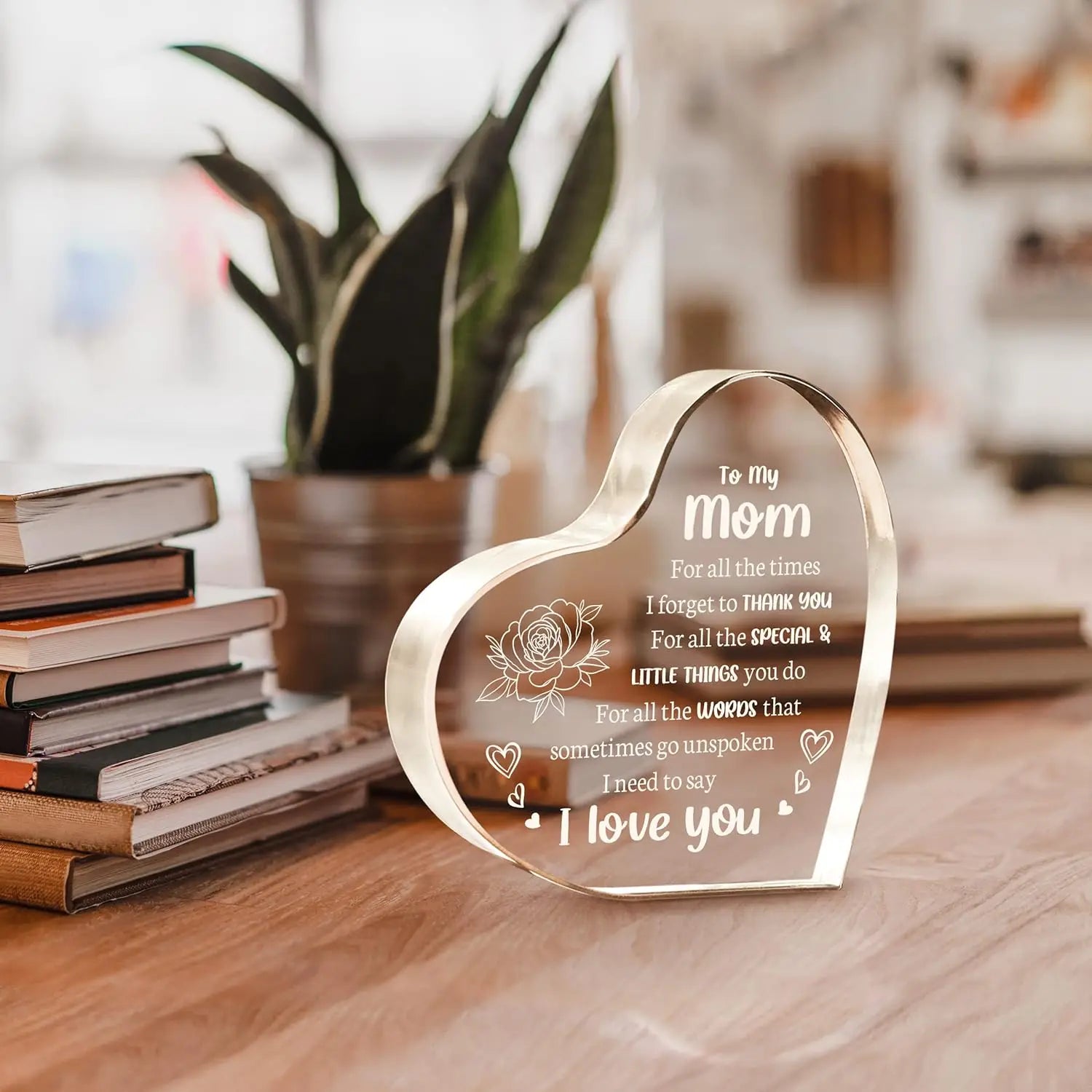 Heart Transparent Acrylic Ornaments Decorations Gift for My Mom Birthday Present From Family Souvenir for Mother's Day Gift-World Bazaar Life
