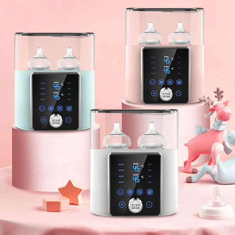 Multi function Baby Bottle Warmer Heater Sterilizer 8-in-1 Fast Milk Warmer with Timer Breast Milk or Formula Fits 2 Bottles - World Bazaar Life