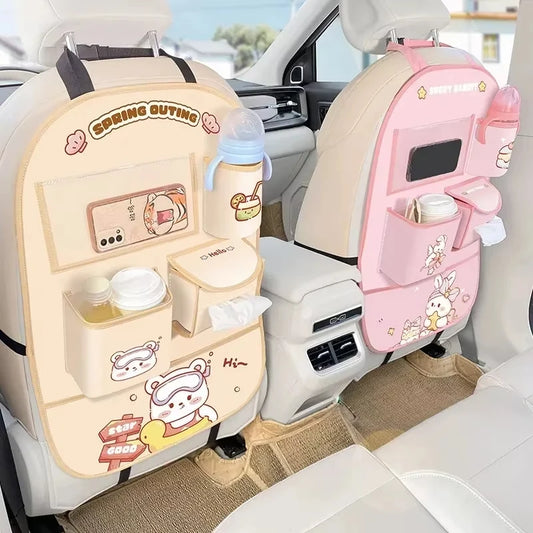 Car Seat Back Storage Bag Hanging Anti-Kick Pad With Handle Anti-Wear Universal Car Back Storage Bag Cute Children-World Bazaar Life