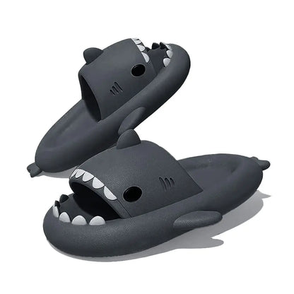 SmilePoP Shark Slides Summer Cute Cartoon Shark Slippers for Women Men Non-Slip Open Toe Sole Sandals Casual Unisex Beach Shoes