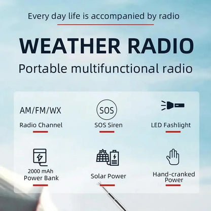 Outdoor Emergency Radio – Hand Crank, Solar, Light & Power Bank