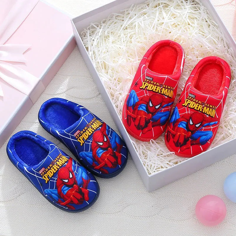 Cartoon Printed Spider-man Cotton Slippers For Children's Shoes Fashion New Style Warmth Autumn Winter Indoor Kids Boys Slipper-World Bazaar Life