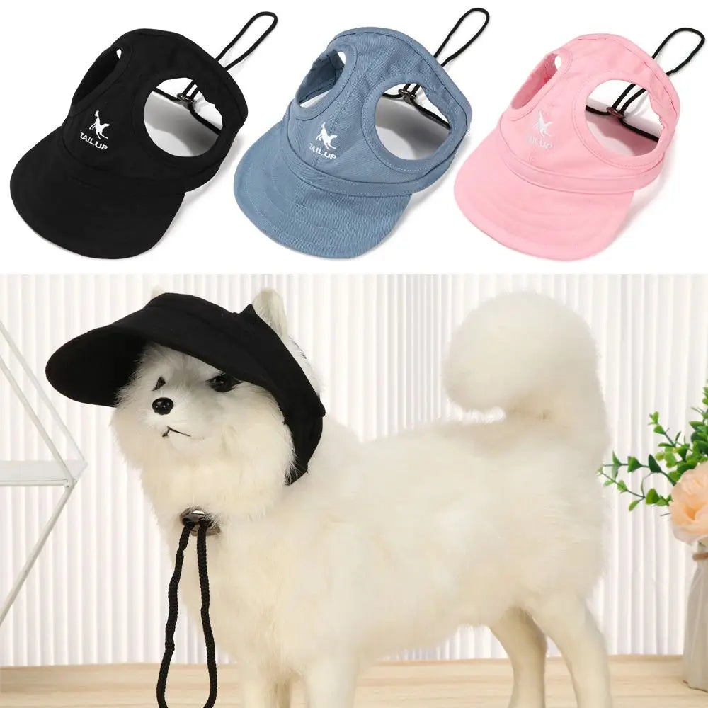 Pet Baseball Hat Outdoor Cat Dog Adjustable Visor Hat Summer Pet Travel Sports Sun Cap With Ear Holes-World Bazaar Life