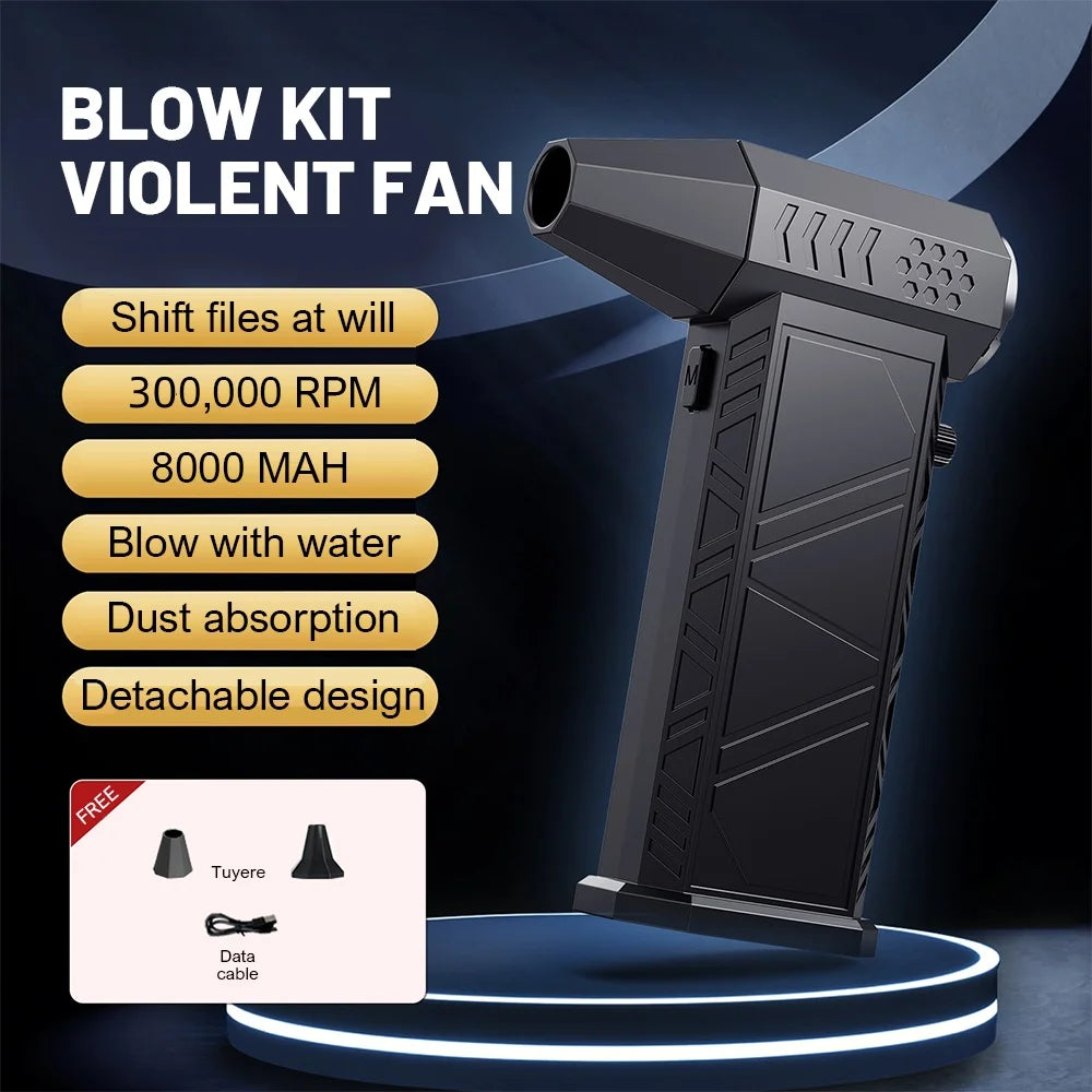 X9 Violent Fan 300000RPM Powerful Air Blower Vacuum Cleaner Type-C Charging Strong Winds 58m/s Brushless Turbo Jet Blower Dryer-World Bazaar Life