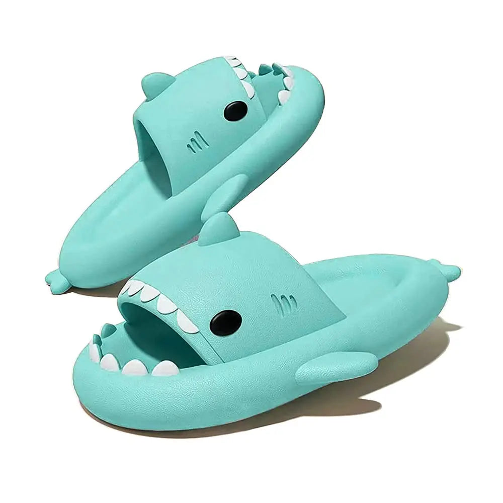 SmilePoP Shark Slides Summer Cute Cartoon Shark Slippers for Women Men Non-Slip Open Toe Sole Sandals Casual Unisex Beach Shoes