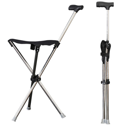 Foldable Cane Seat – Portable Stool & Walking Stick, Non-Slip Handle