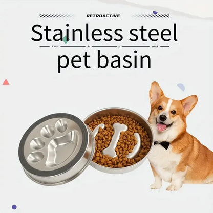 Premium Stainless Steel Pet Bowl Cervical Spine Protection for Dogs & Cats Pet Choke and Choke Prevention Slow Food Bowl-World Bazaar Life