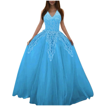 Elegant Lace V-Neck Maxi Dress – Sleeveless Summer Party Wear