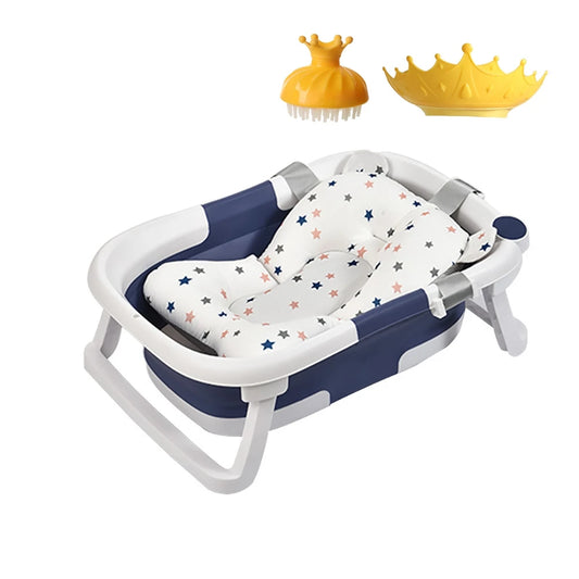 Portable Collapsible Baby Bathtub for Newborn to Toddler Durable Essential Infant Bath Tub with Soft Cushion - World Bazaar Life