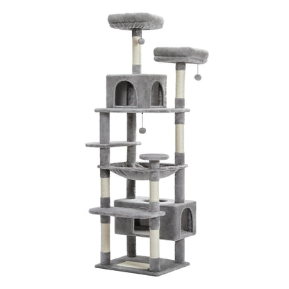 Tall Multi-Level Cat Tree Tower with Scratching Posts & Caves - World Bazaar Life