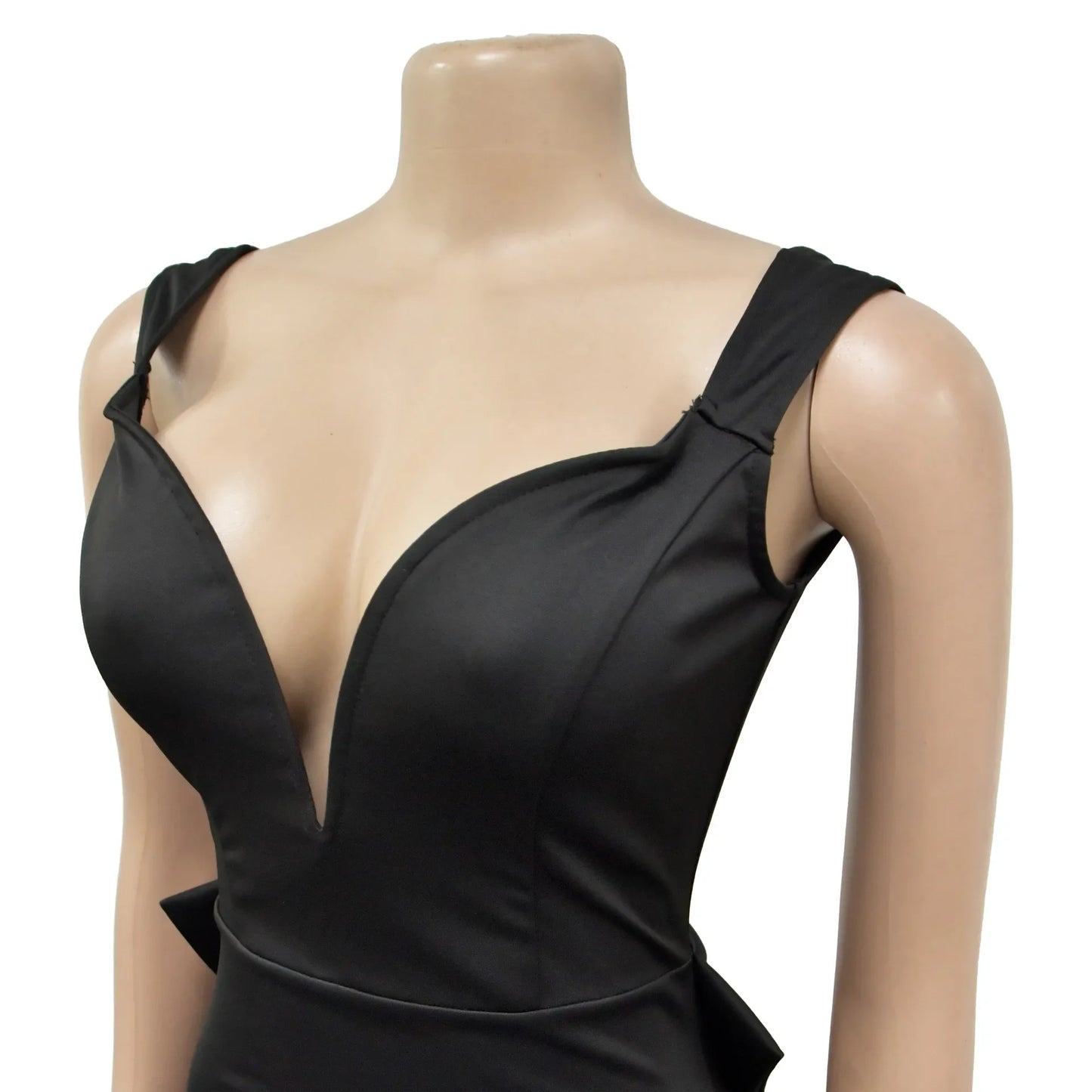 Kadınlar için Şık V Yaka Sırtı Açık Midi Elbise 2025 Bahar Kolsuz Fiyonk Seksi Parti Doğum Günü Dar Elbiseler Vestidos