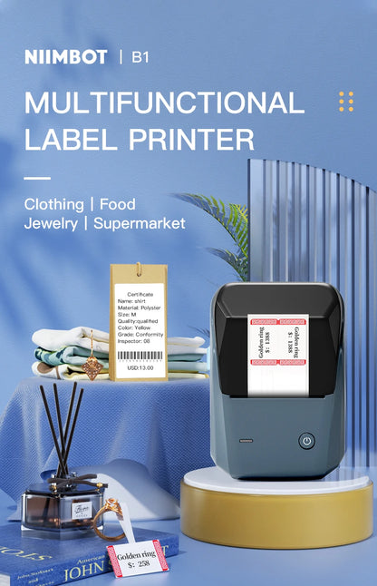 Mini Label Thermal Printer Niimbot B1 Portable Self-Adhesive Printer For Stickers Round Labels Rolls UV Tag Bluetooth Printer