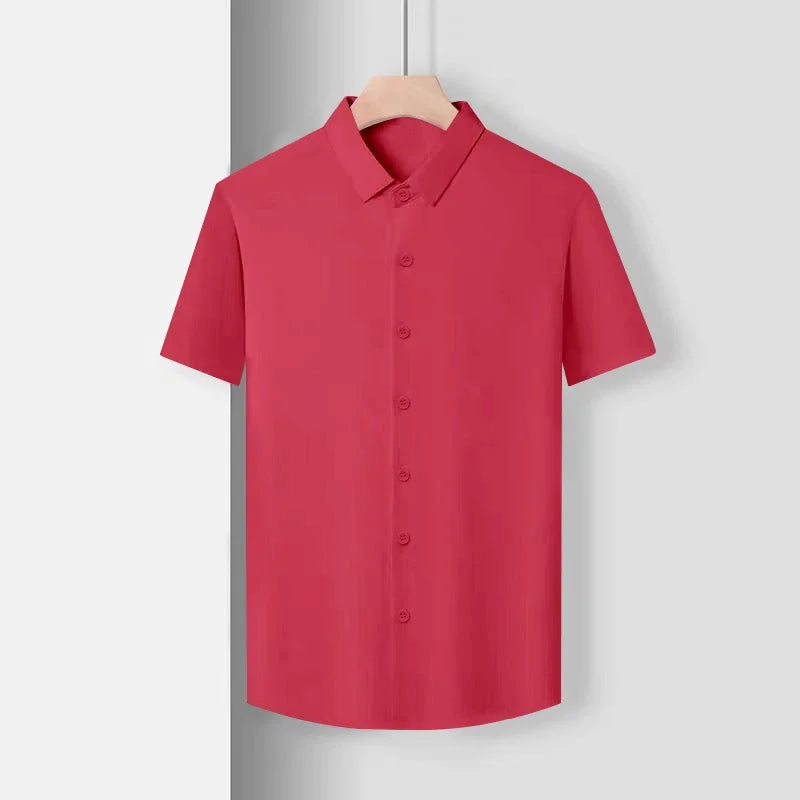 New Men's Business Casual Short Sleeved Solid Color Shirt Wrinkle Resistant Wrinkle Free Comfortable All Season Versatile Top