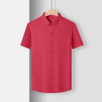 New Men's Business Casual Short Sleeved Solid Color Shirt Wrinkle Resistant Wrinkle Free Comfortable All Season Versatile Top