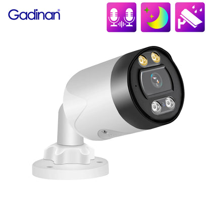 Gadinan H.265+ 8MP POE IP Camera Smart Two-way Audio Color Night Vision 4K 5MP Outdoor Camera for Security Surveillance System