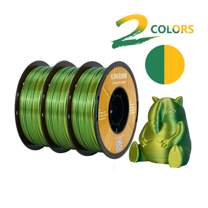 KINGROON Dual-color Silk PLA Filament 1.75mm 2 Color Coextrusion Glossy 3D Printer Filament PLA, 3kg/pack 1kg each spool - World Bazaar Life