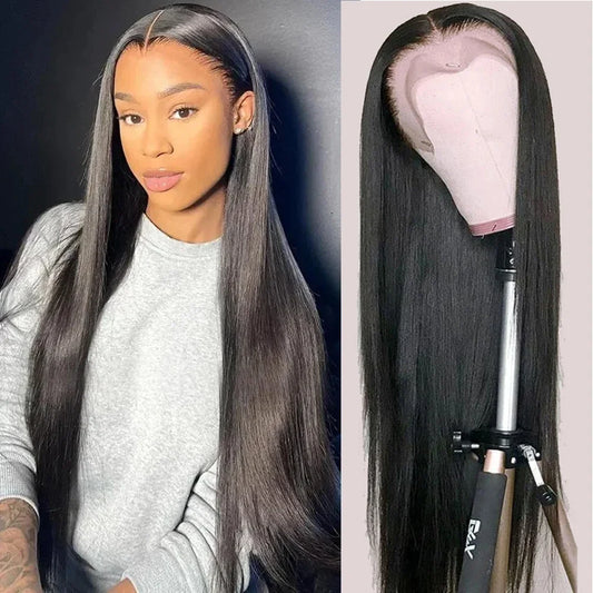 HD Transparent 13x4 13x6 Straight Lace Front Wig Brazilian Pre Plucked Lace Frontal 100% Human Hair Wigs For Women 4x4 5x5 Wig