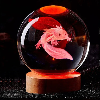3D Axolotl Laser Engraved Crystal Night Light - Perfect Gift for Kids & Loved Ones-World Bazaar Life