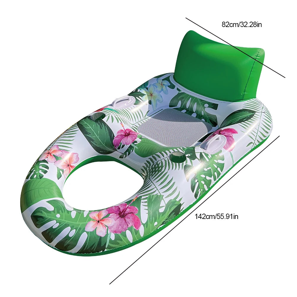 PVC Inflatable Floating Row Foldable Air Mattresses Swimming Pool Summer Party Beach Water Float Bed Lounger Chair-World Bazaar Life