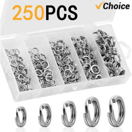 Fishing Pro Stainless Steel Split Rings - High Strength Fishing Loop Connector (200/250PCS) - Top-Rated & User-Friendly