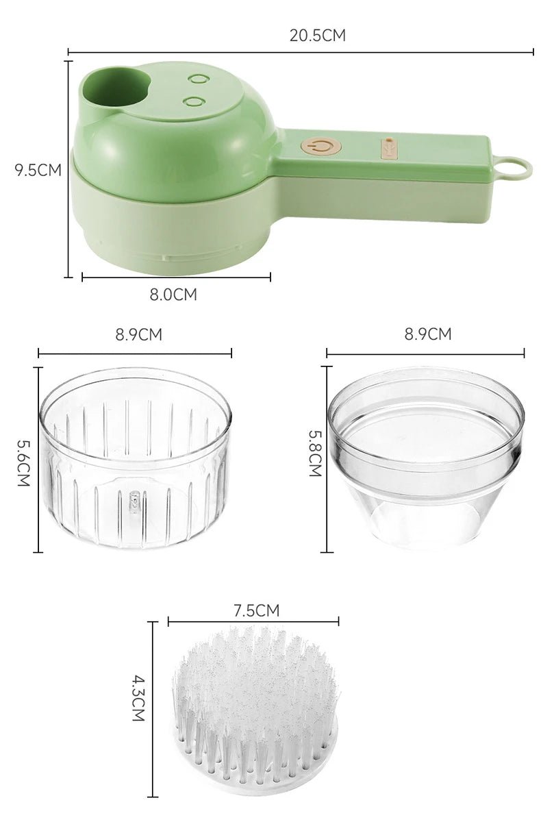 4 in 1 Handheld Electric Food Cutter Set, Kitchen Gods Wireless Food Processor for Fruits, Vegetables and Meat