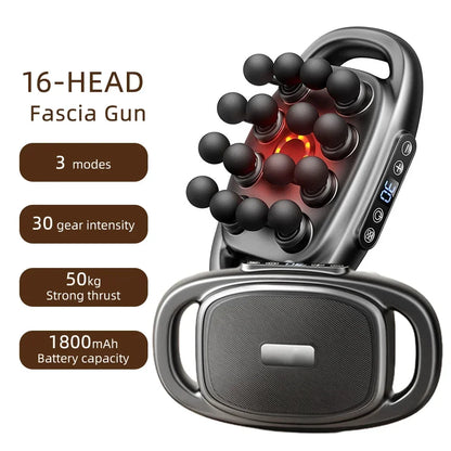 High-Power 16 Head Percussion Massage Gun - 48kg Deep Tissue Relief for Athletes & Fitness Enthusiasts Body Massager
