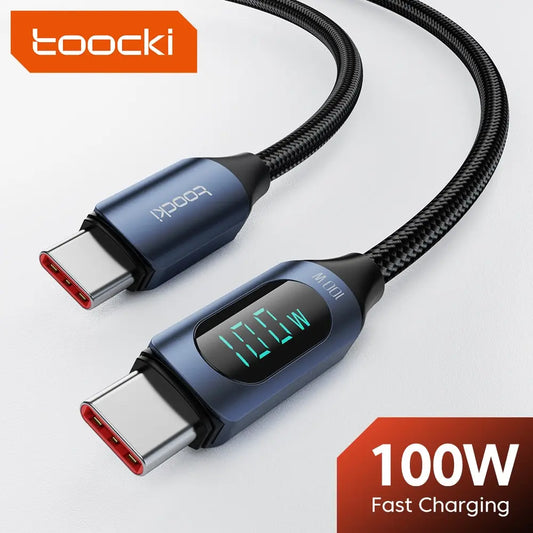Toocki Type C to Type C Cable 100W PD Fast Charging Charger USB C to USB C Display Cable For Xiaomi POCO F3 Realme Macbook iPad-World Bazaar Life