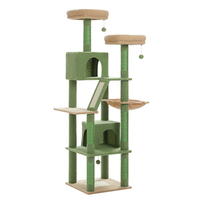 Tall Multi-Level Cat Tree Tower with Scratching Posts & Caves - World Bazaar Life