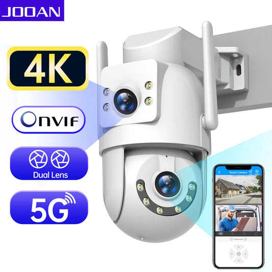 Jooan 4K 8MP HD Wifi PTZ Camera Outdoor 5G Wifi Dual Lens Security IP Cameras 5X Zoom AI Tracking ONVIF CCTV Surveillance Camera-World Bazaar Life