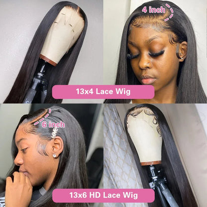 HD Transparent 13x4 13x6 Straight Lace Front Wig Brazilian Pre Plucked Lace Frontal 100% Human Hair Wigs For Women 4x4 5x5 Wig