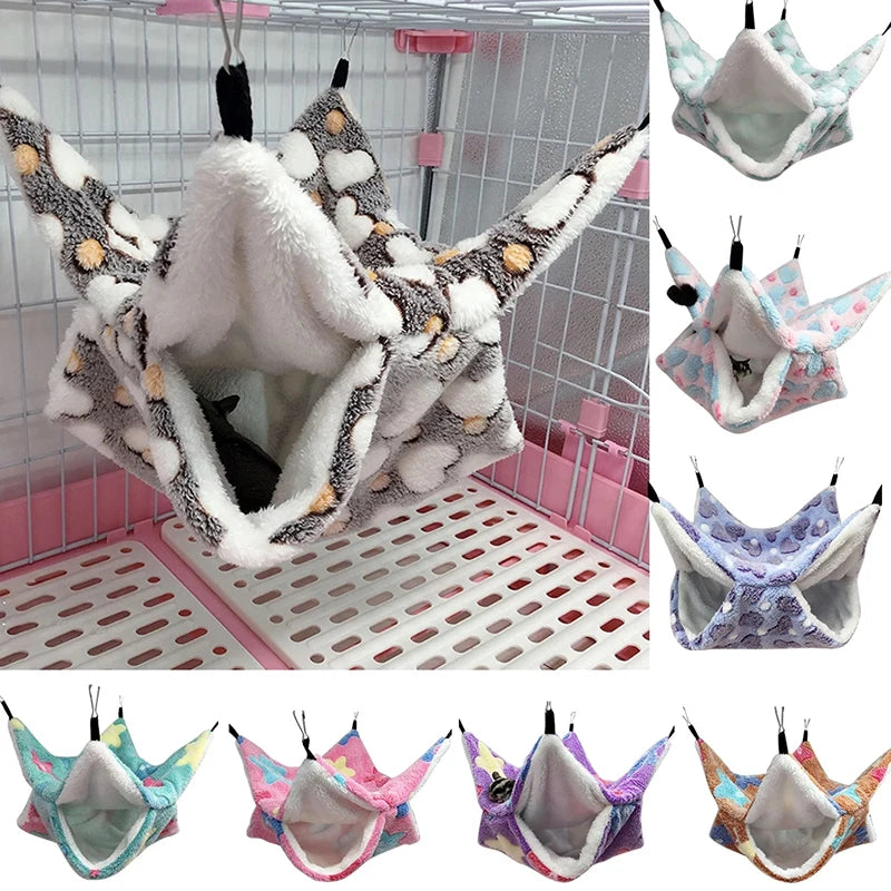 Hammock For Rat Guinea Pig Hamster Cage Double Thick Plush Warm Hanging Tree Bed Small Animal House Nest Sleeping Bag Pet Supply-World Bazaar Life