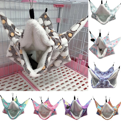 Hammock For Rat Guinea Pig Hamster Cage Double Thick Plush Warm Hanging Tree Bed Small Animal House Nest Sleeping Bag Pet Supply-World Bazaar Life