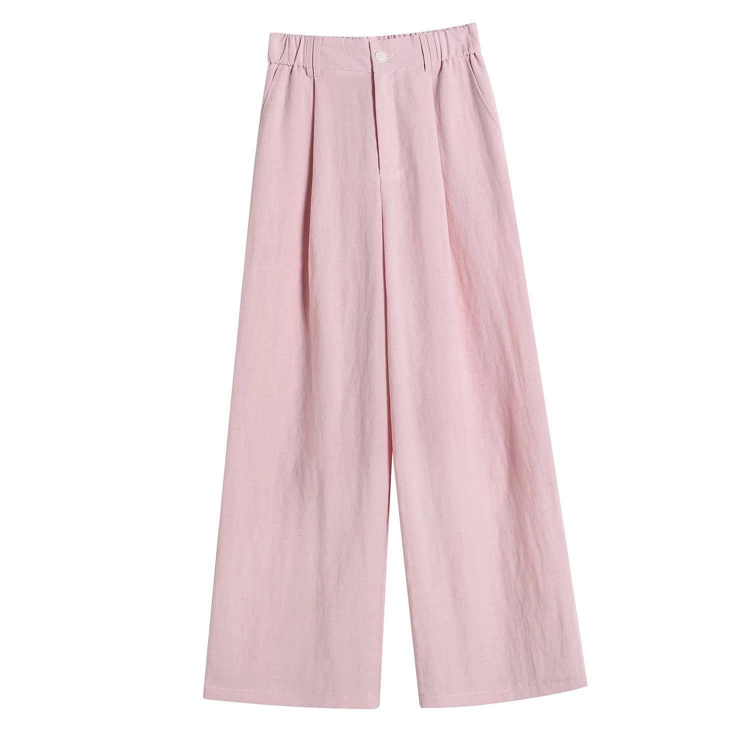 Cotton and Linen Women's Wide Leg Full Pants High Waist Summer Female Elegant Minimalism Straight Loose Trousers 2024 Autumn - World Bazaar Life