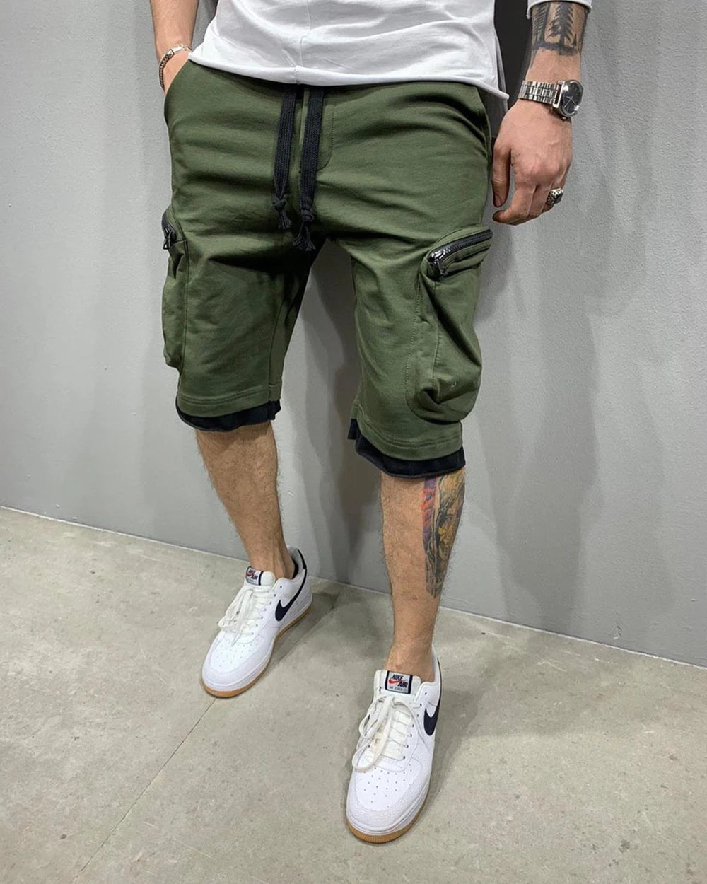 Mens Summer Cargo Shorts Cotton Workout Fitness Shorts Breathable Jogger Training Gyms Bodybuilding Multi Pocket Yellow Shorts - World Bazaar Life