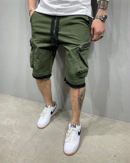 Mens Summer Cargo Shorts Cotton Workout Fitness Shorts Breathable Jogger Training Gyms Bodybuilding Multi Pocket Yellow Shorts - World Bazaar Life