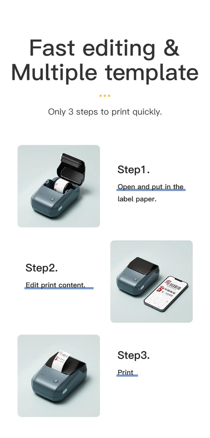 Mini Label Thermal Printer Niimbot B1 Portable Self-Adhesive Printer For Stickers Round Labels Rolls UV Tag Bluetooth Printer