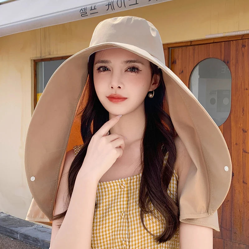 Wide Brim Sun Hat with Neck Flap – UV Protection for Hiking & Fishing-World Bazaar Life