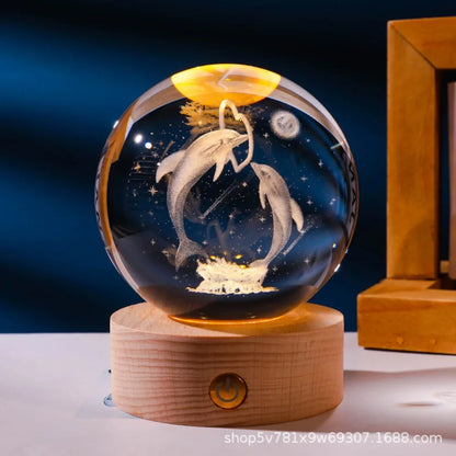 3D Axolotl Laser Engraved Crystal Night Light - Perfect Gift for Kids & Loved Ones-World Bazaar Life