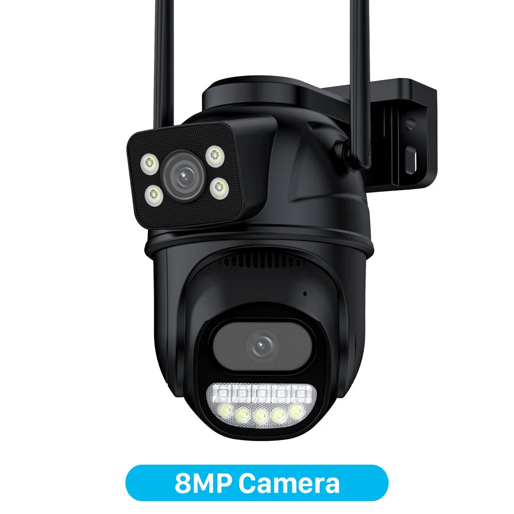 6K 12MP Outdoor Wifi Camera PTZ 8X Optical Zoom Three Lens Dual Screens Video Surveillance 8MP Dual Lens CCTV Security IP Camera-World Bazaar Life
