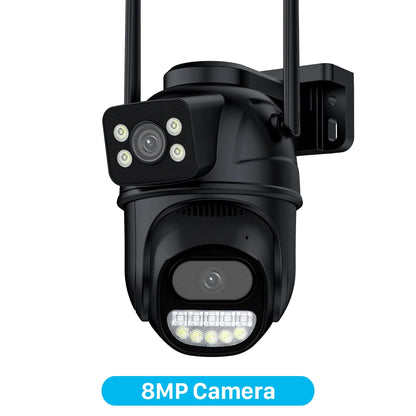 6K 12MP Outdoor Wifi Camera PTZ 8X Optical Zoom Three Lens Dual Screens Video Surveillance 8MP Dual Lens CCTV Security IP Camera-World Bazaar Life