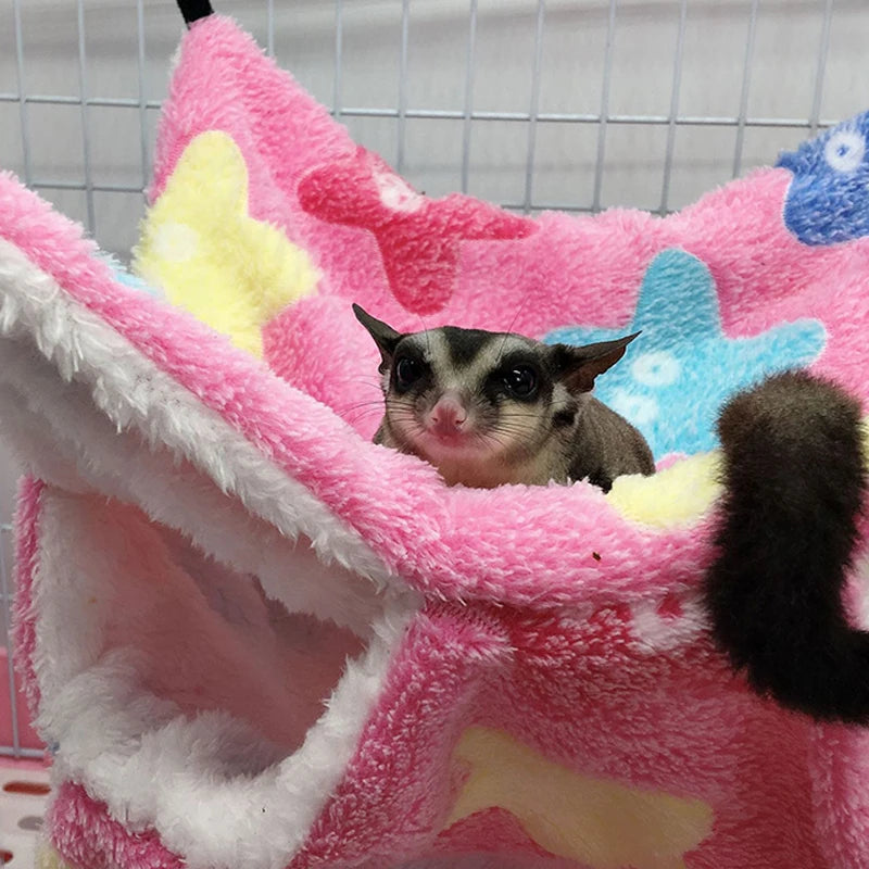 Hammock For Rat Guinea Pig Hamster Cage Double Thick Plush Warm Hanging Tree Bed Small Animal House Nest Sleeping Bag Pet Supply-World Bazaar Life