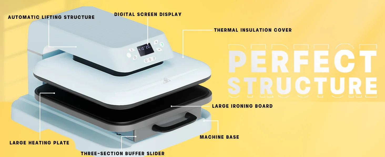 HTVRONT 15x15in Auto Heat Press Machine 1500w Automatic Pressure DIY Iron On HTV Vinyl Sublimation for Cricut T-shirt Bag Fabric - World Bazaar Life