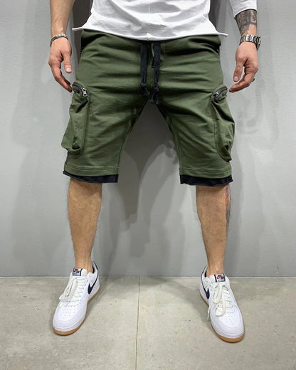 Mens Summer Cargo Shorts Cotton Workout Fitness Shorts Breathable Jogger Training Gyms Bodybuilding Multi Pocket Yellow Shorts - World Bazaar Life