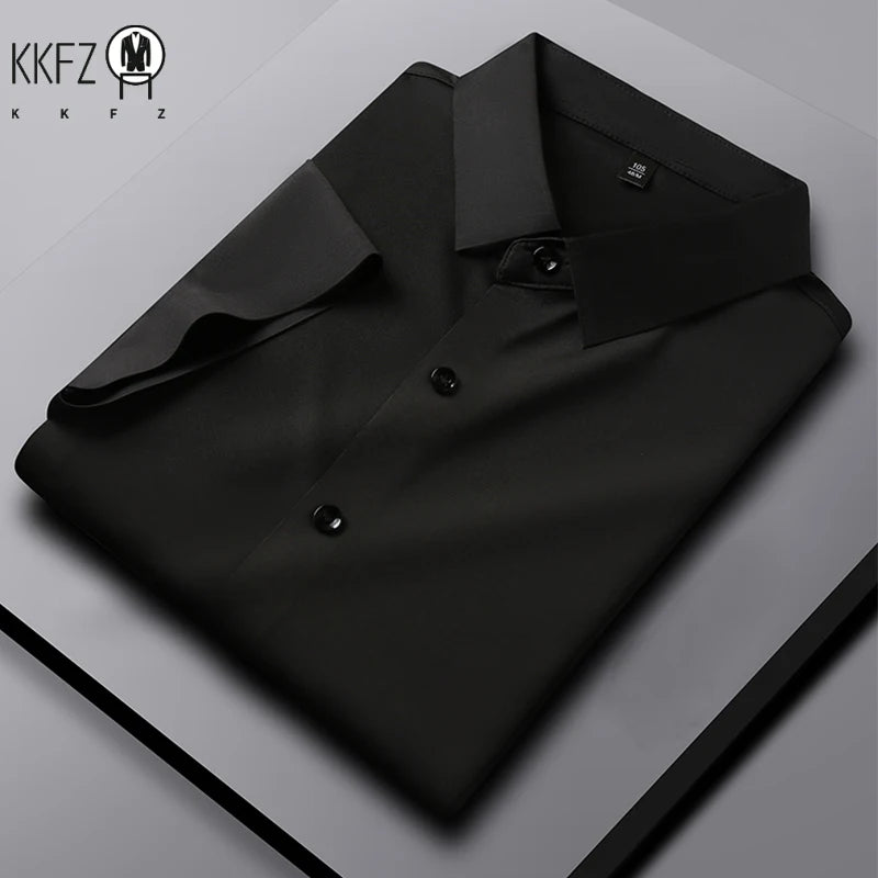 New Men's Business Casual Short Sleeved Solid Color Shirt Wrinkle Resistant Wrinkle Free Comfortable All Season Versatile Top