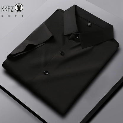 New Men's Business Casual Short Sleeved Solid Color Shirt Wrinkle Resistant Wrinkle Free Comfortable All Season Versatile Top