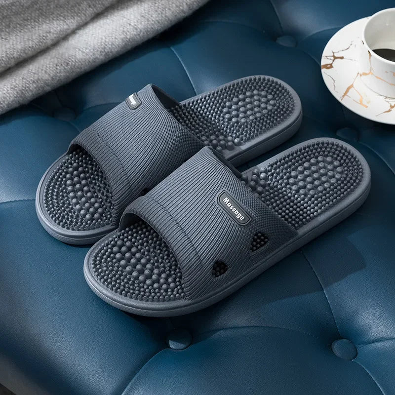 New Women Foot Massage Slippers Men Slipper Indoor Bathroom Non-slip Soft Slides Couples House Relief Feet Health Care Shoes